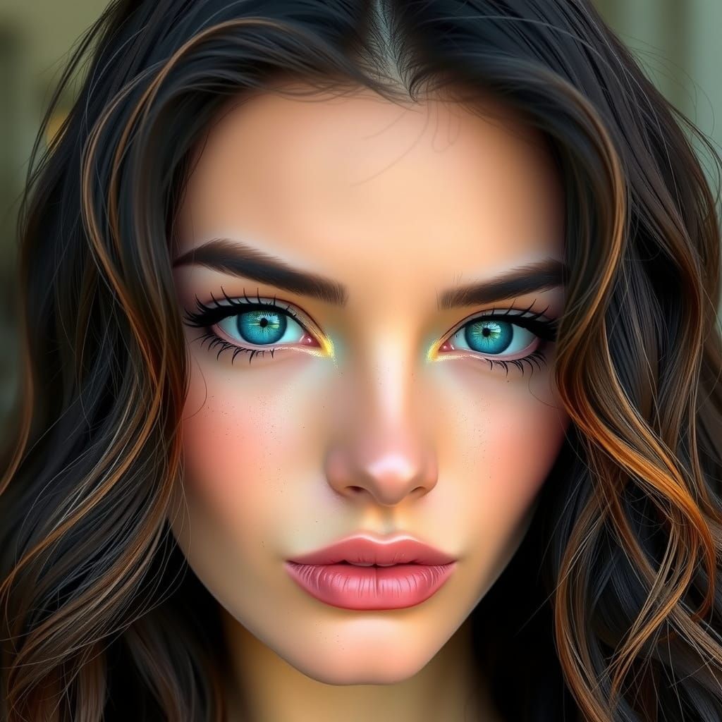 Stunning Woman with Black and Orange Hair