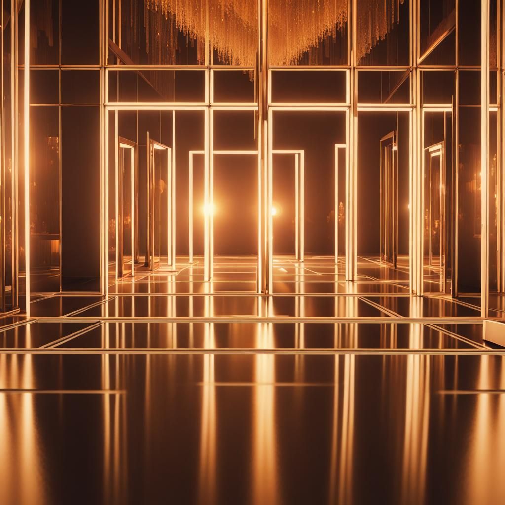 Golden Sunlight Refracted Through Prisms and Mirrors
