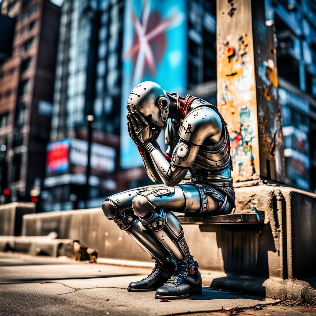 Cyborg Prayer in Futuristic Philadelphia: Street Art