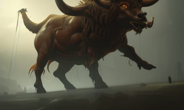 Minotaur Guards Labyrinth Secrets: Dark Fantasy Art