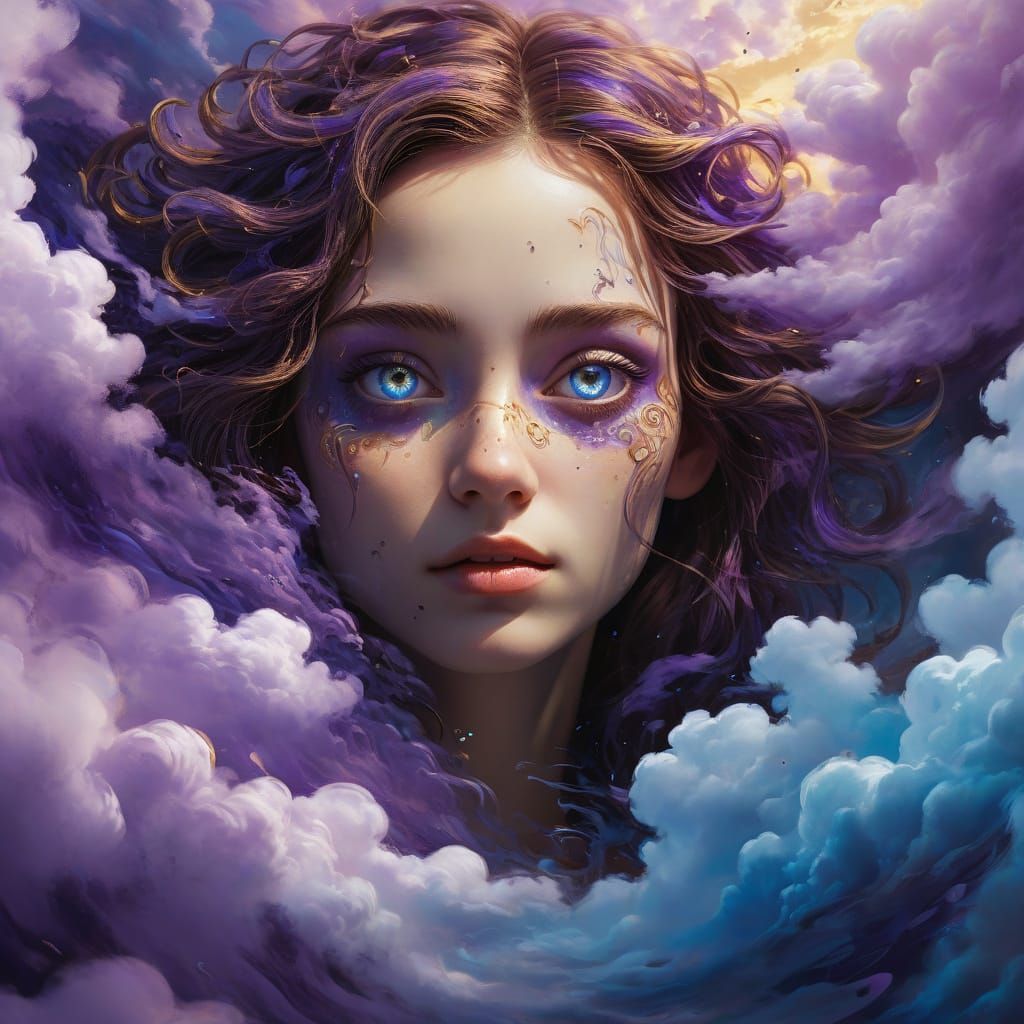 Surreal Person Portrait with Glowing Eyes