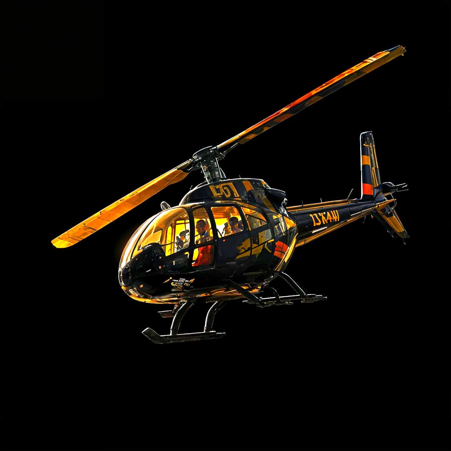 Bell JetRanger Helicopter in Vibrant Stained Glass