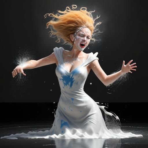 High-Speed Splatter Art: Woman in Gown