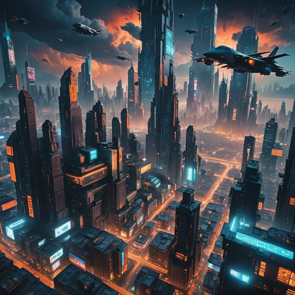 Cyberpunk Earth in 2103: Floating Cityscape