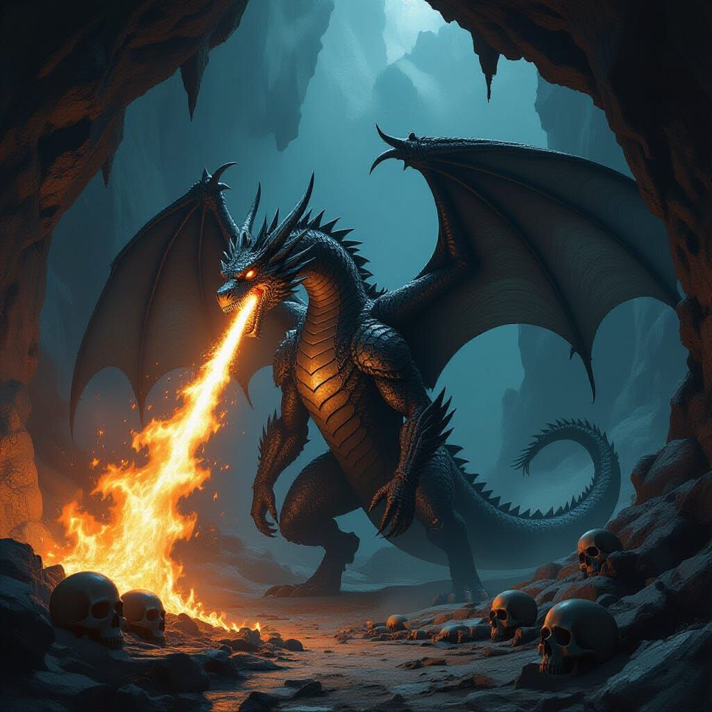Fierce Black Dragon Firestorm: Biomechanical Cave