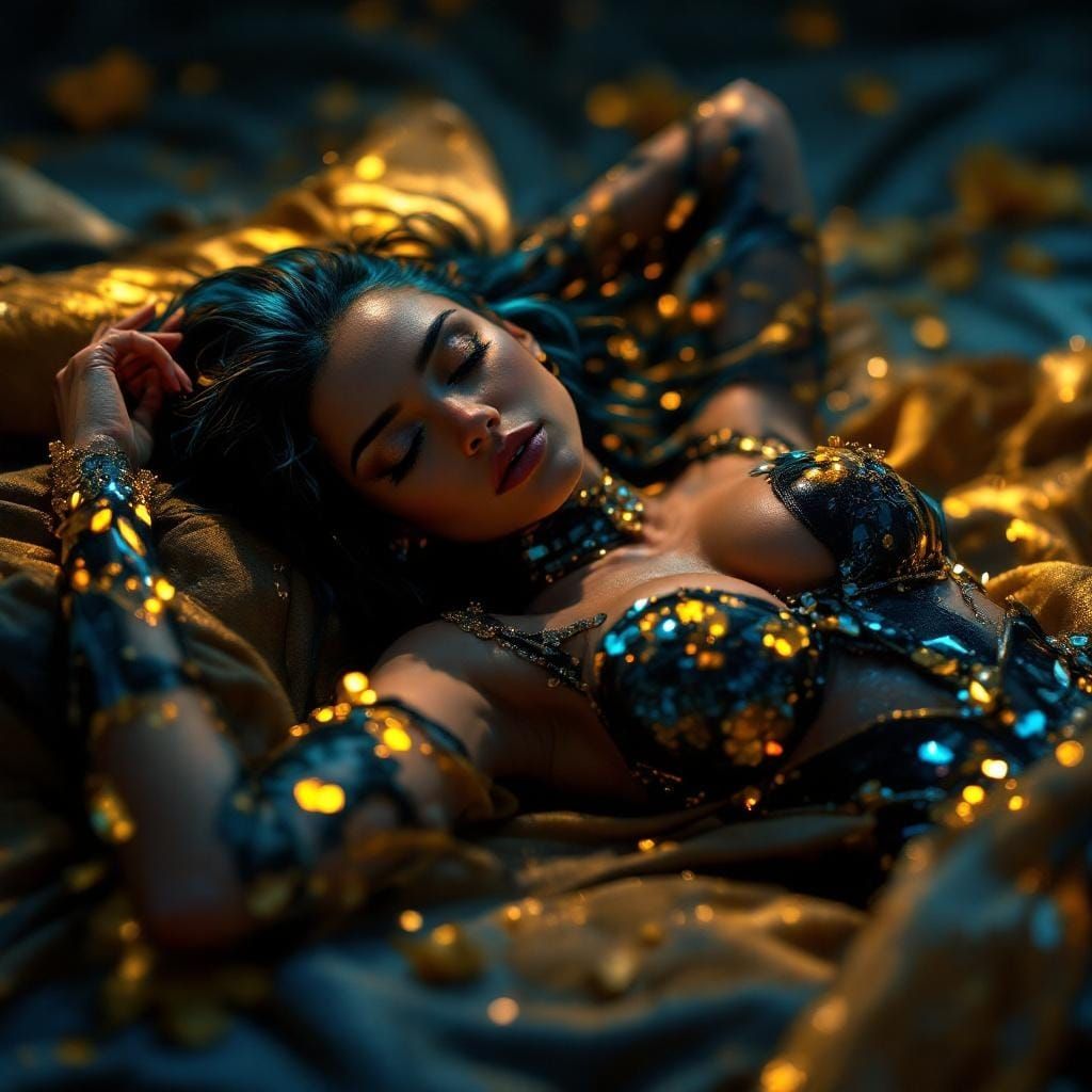 Sleepy Bumblebee in Translucent Crystal Catsuit