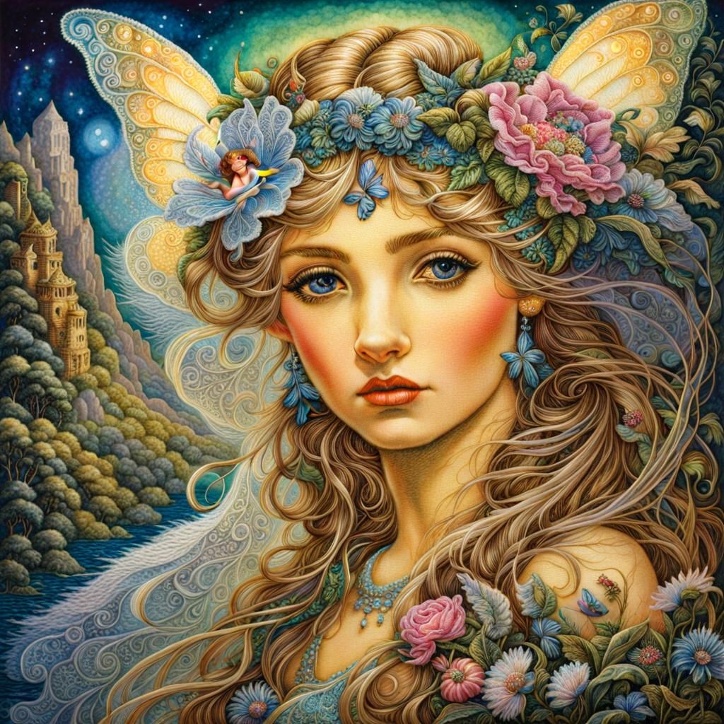 Embroidered Fairy Girl in Delicate Fabric