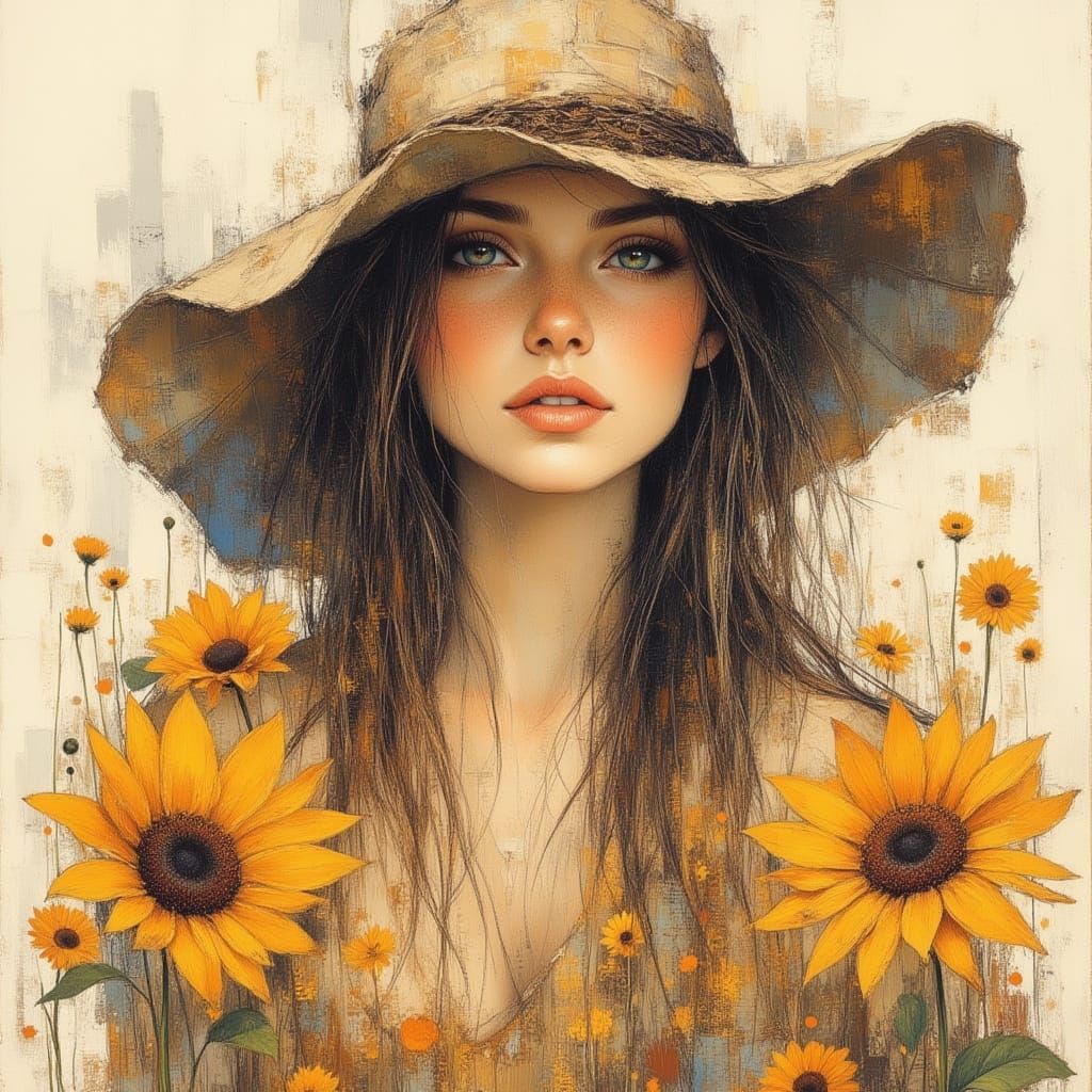 Minimalist Woman Portrait in Soft Oil Painting Style