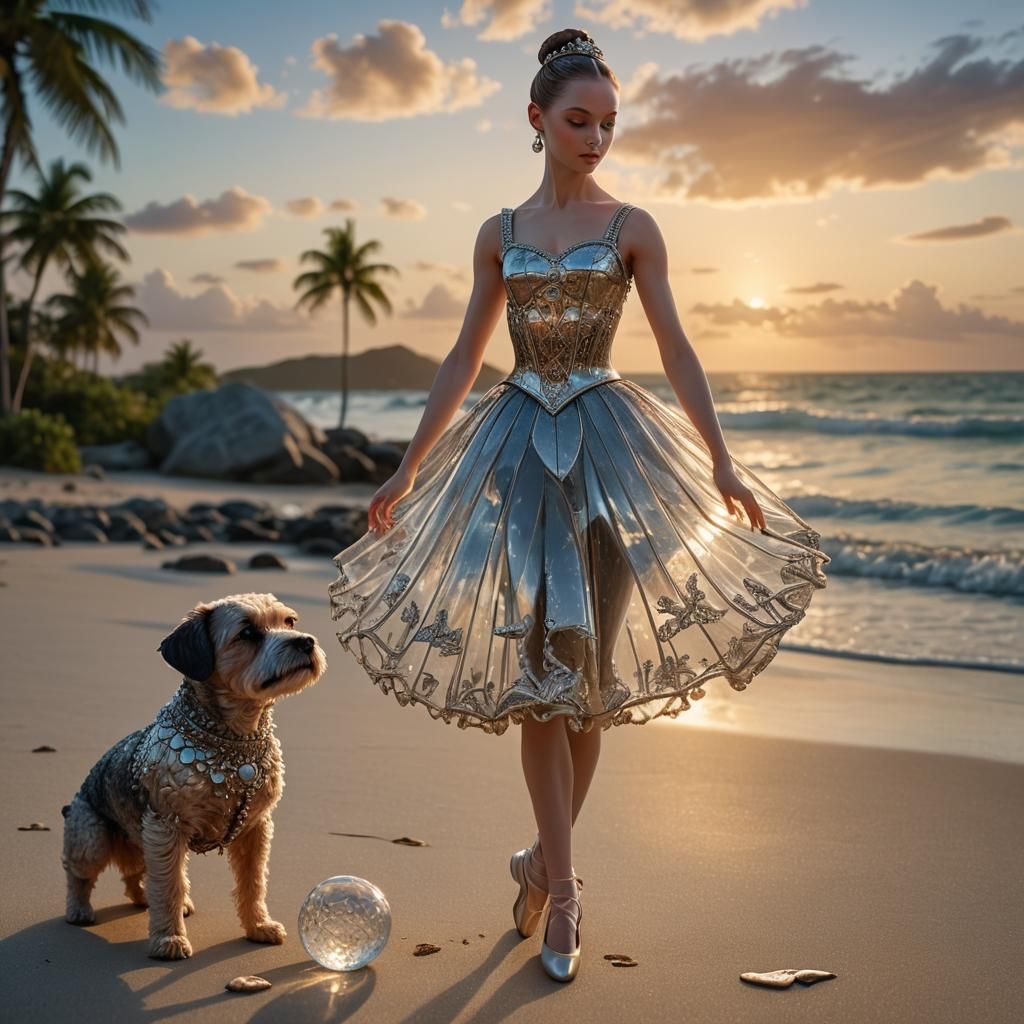 Ballerina in Glass Bobble on Tropical Beach