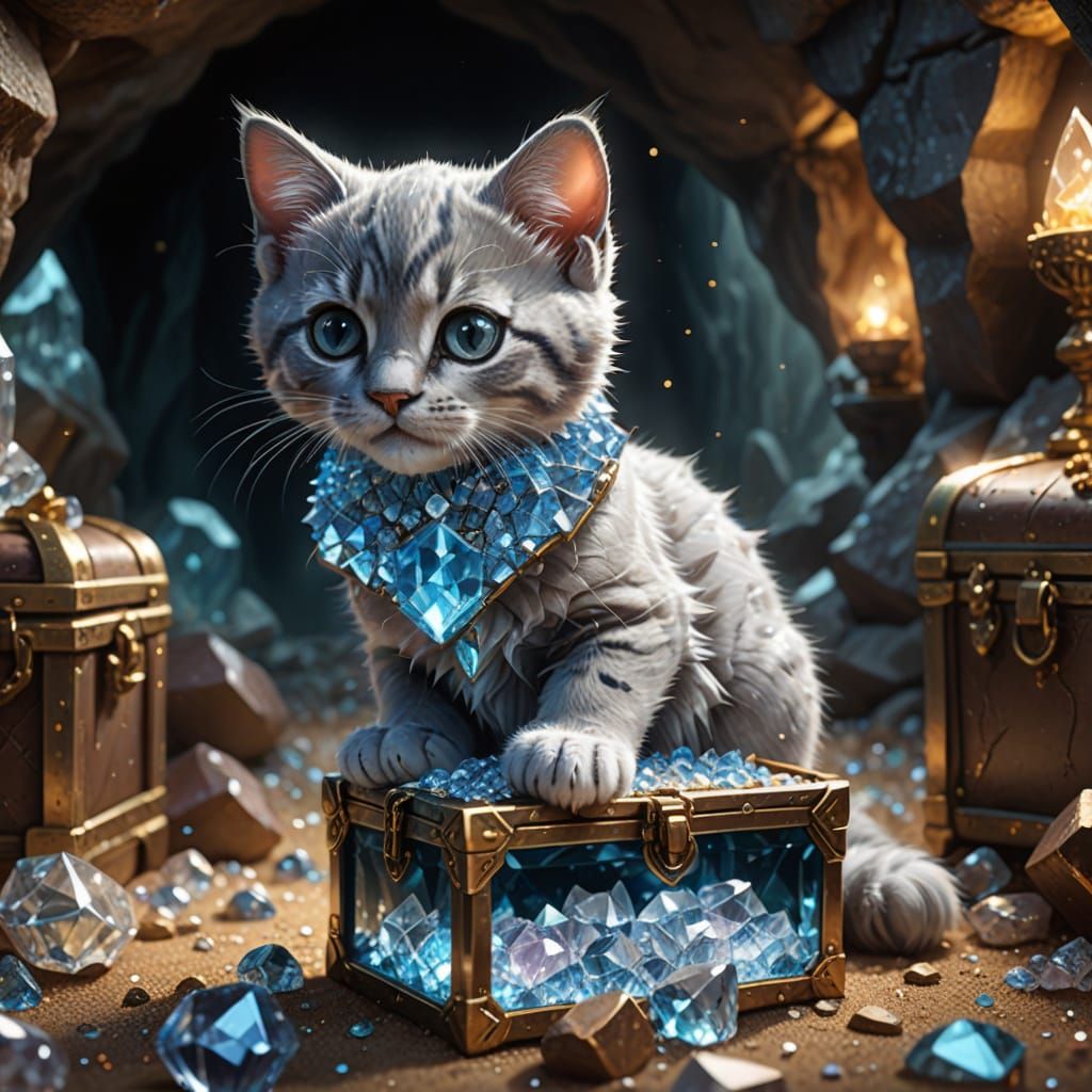 Crystalline Kitten Discovery in a Gemstone Cave