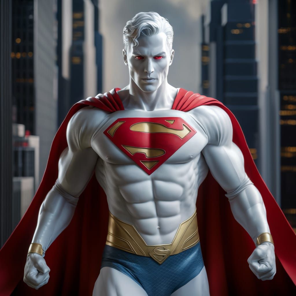 Imagine a albino Superman he has red eyes