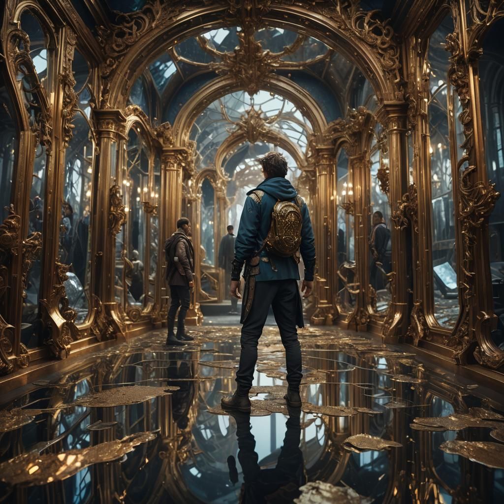 Man Lost in Mirrors: Detailed Matte Painting