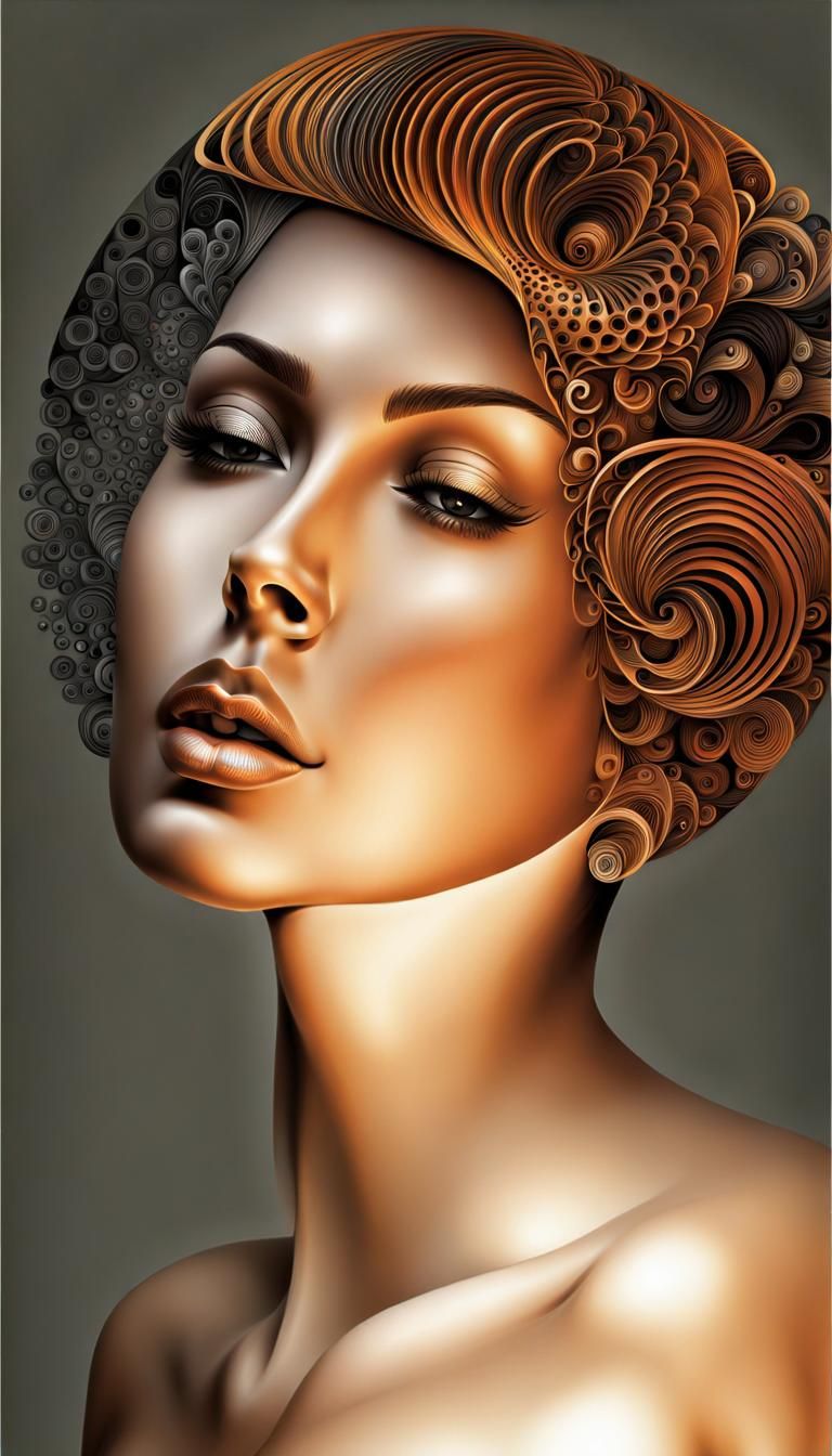Abstract Body Portrait with Fractal Elements
