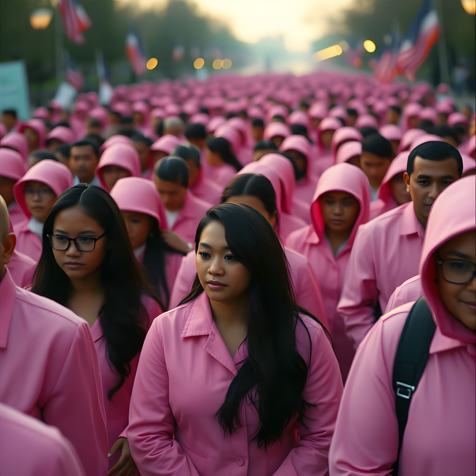 Elegant Pink Funeral Scene in Cinematic Style