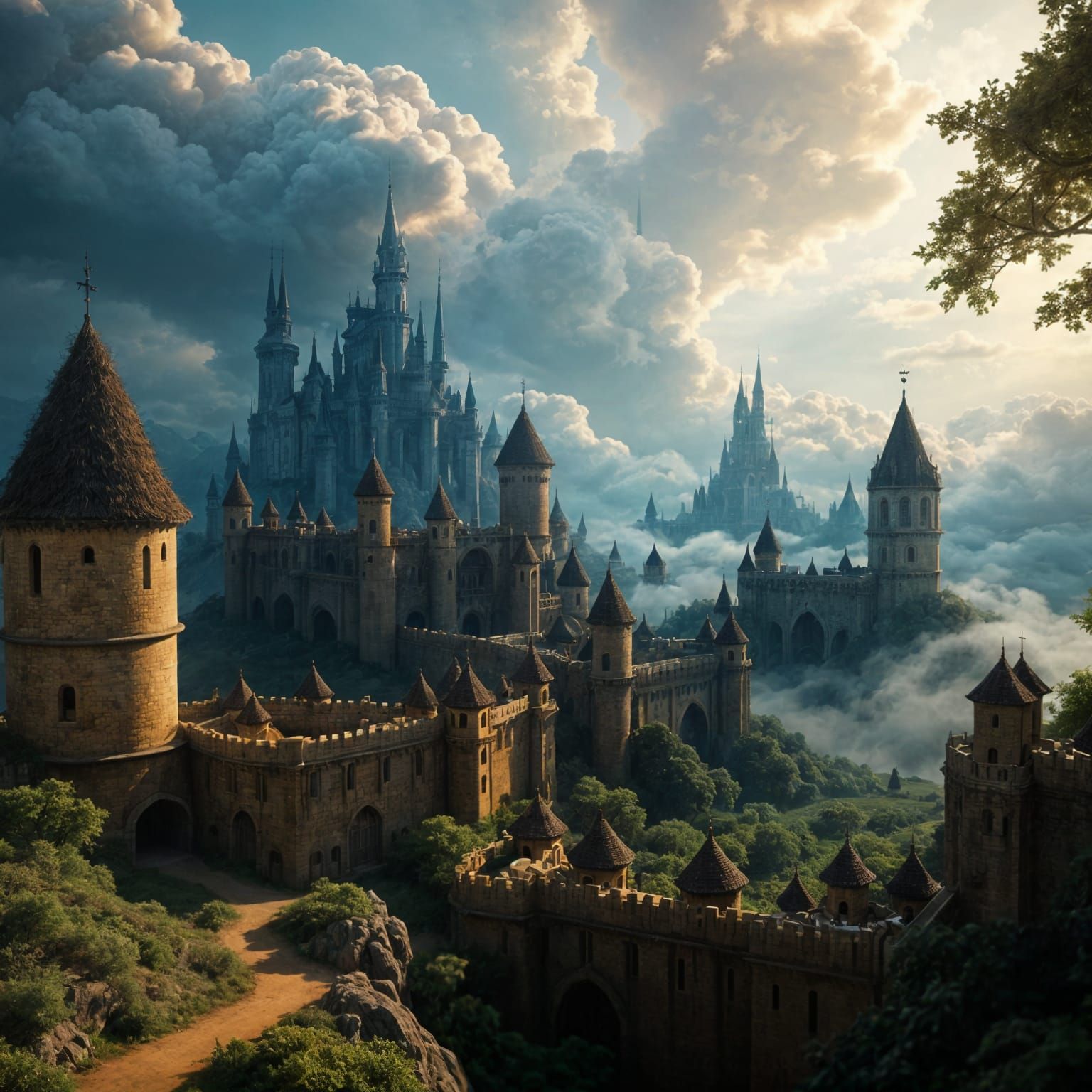 Epic Cloud Kingdom: High-Quality Fantasy Concept Art
