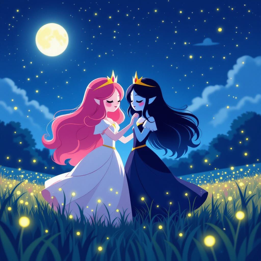 Bubblegum and Marceline Slow Dance Under Firefly Sky