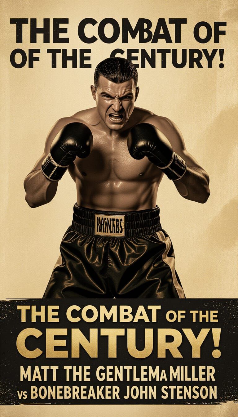 Rugged Boxer in 1920s Poster, Photorealistic Style