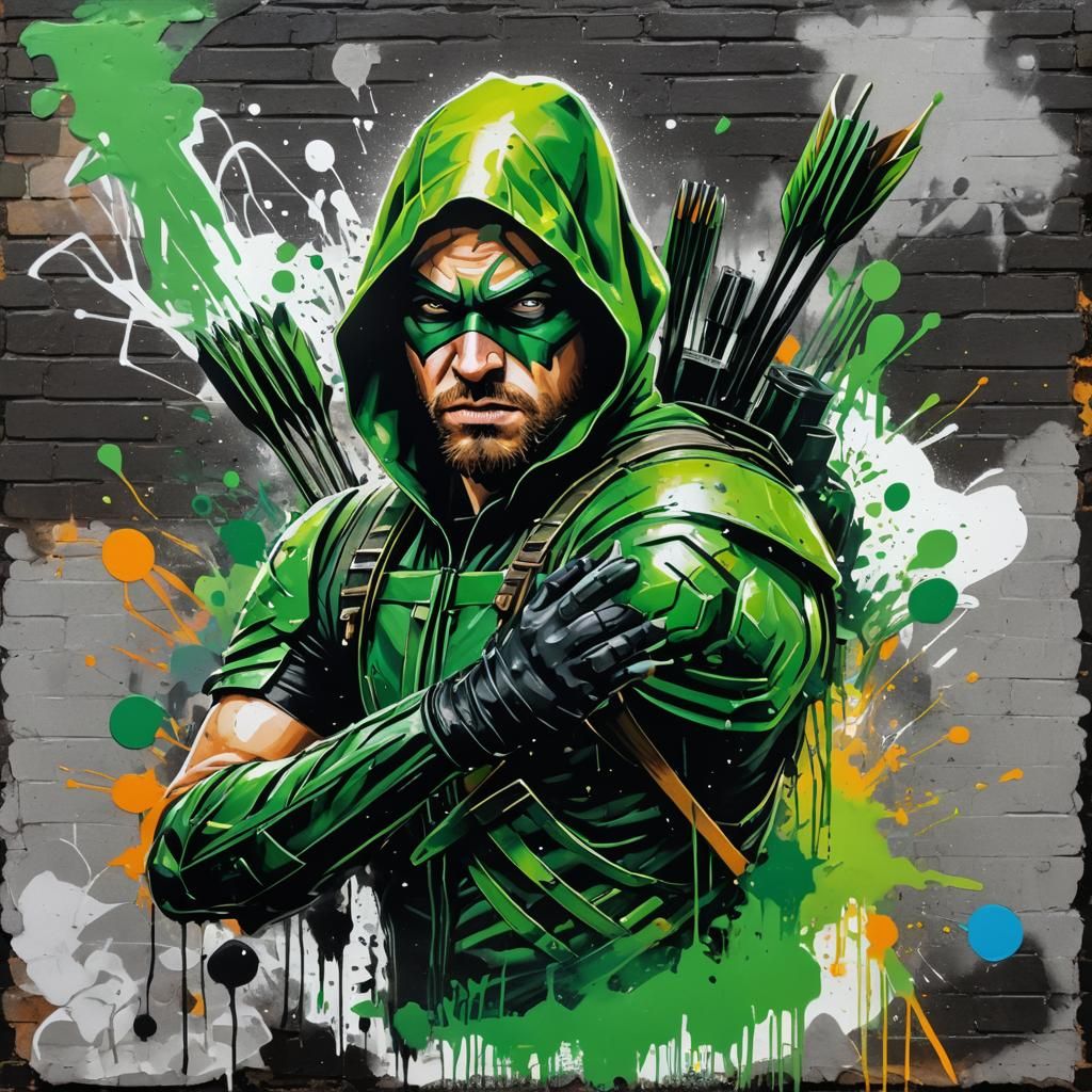 Green Arrow Graffiti Art in Street Style