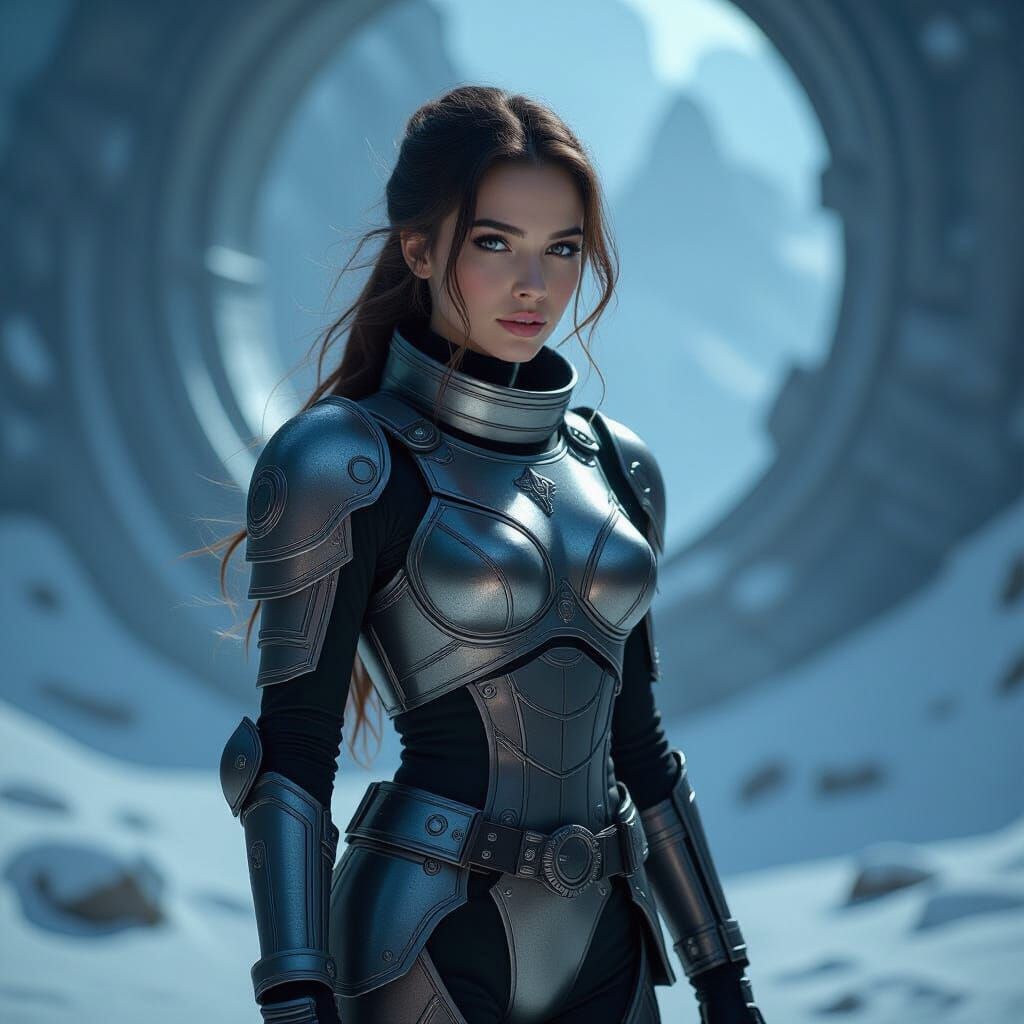 Baroque Explorer in Medieval Spacesuit Navigates Cosmic Void