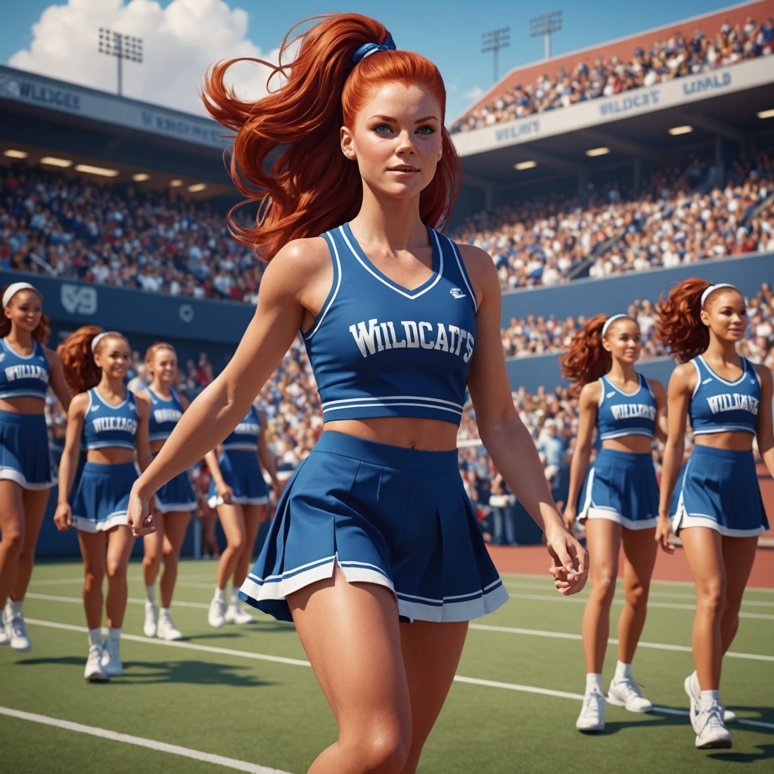 Energetic Cheerleader in Detailed Digital Painting