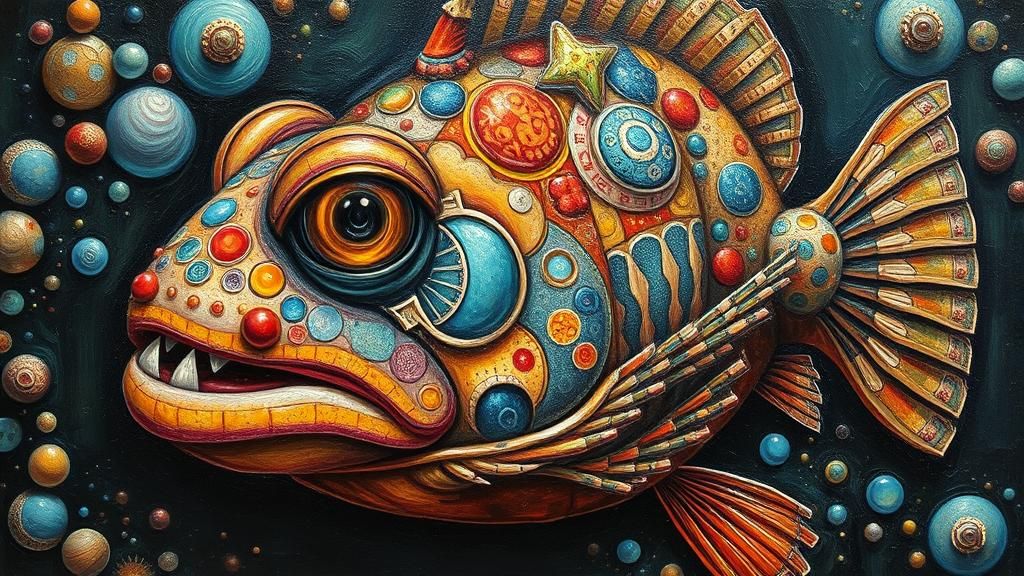 Angler Fish Oil Painting in Pop Surrealism Style
