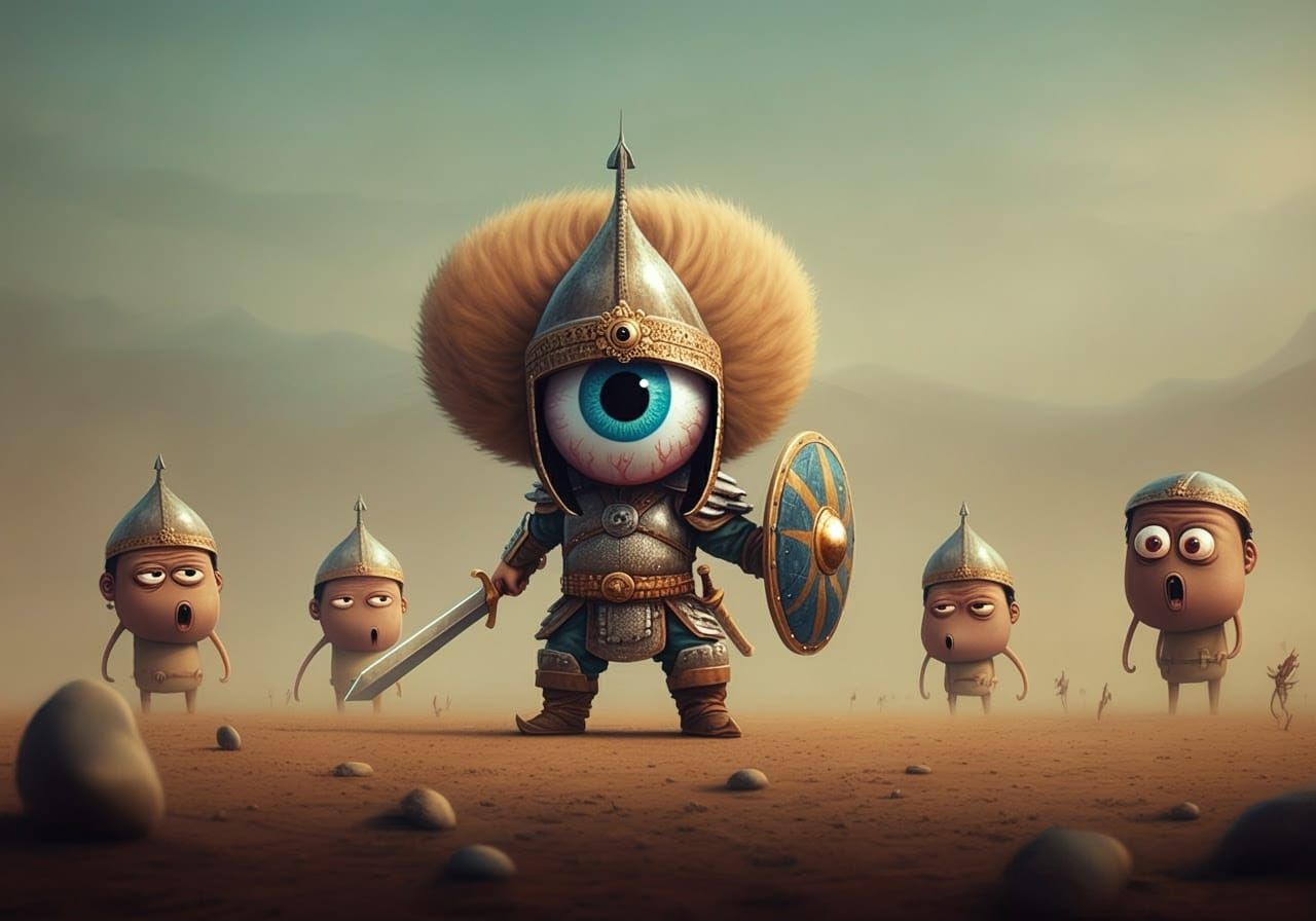 Berserker Wearing a Fuzzry Eyeball Hat in Full Battle Cry