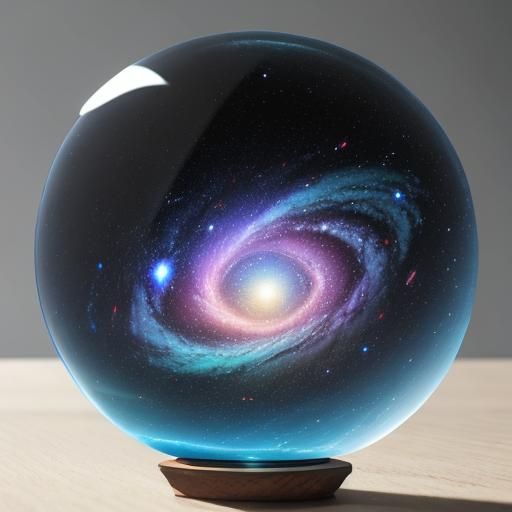 Andromeda Galaxy Hologram in Glass Sphere