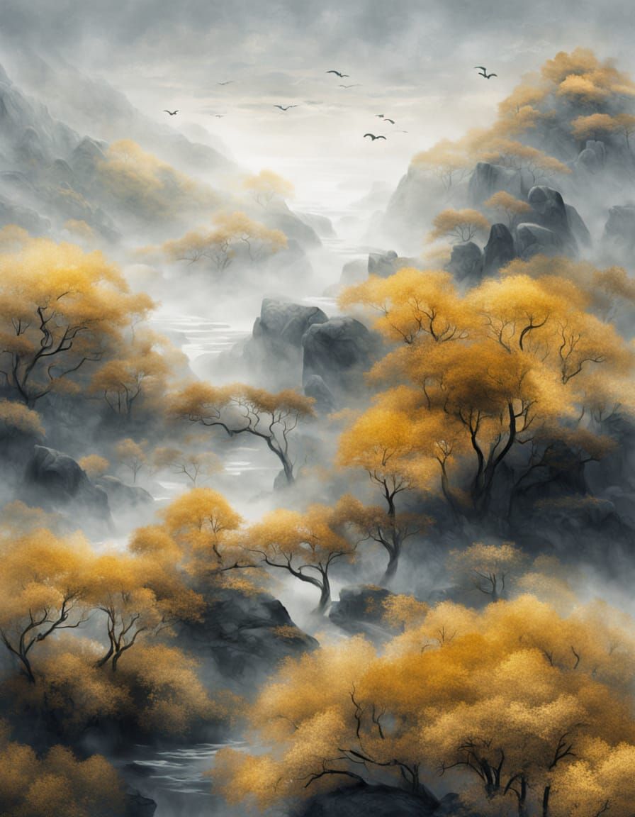 Majestic Dragon in Chinese Ink Painting Style