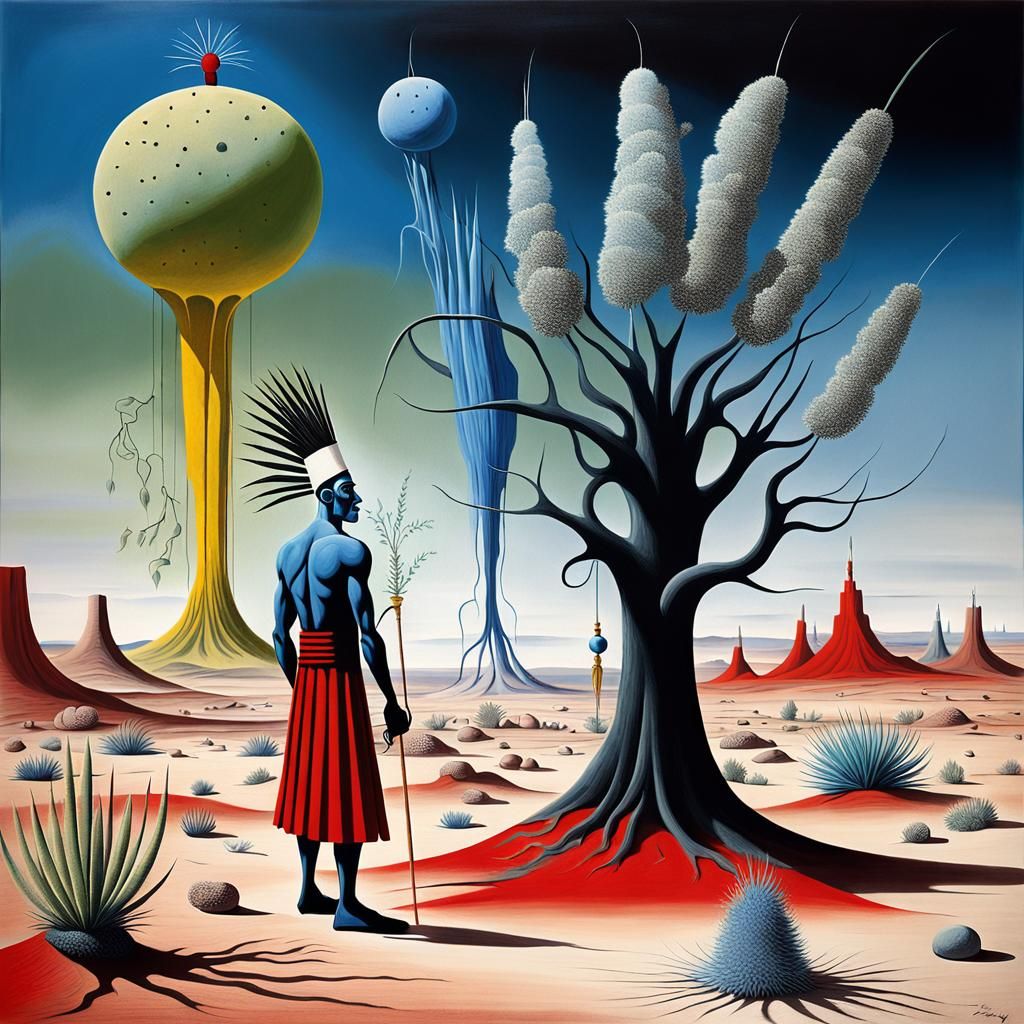 Ancient Native Medicine Man gathering herbs