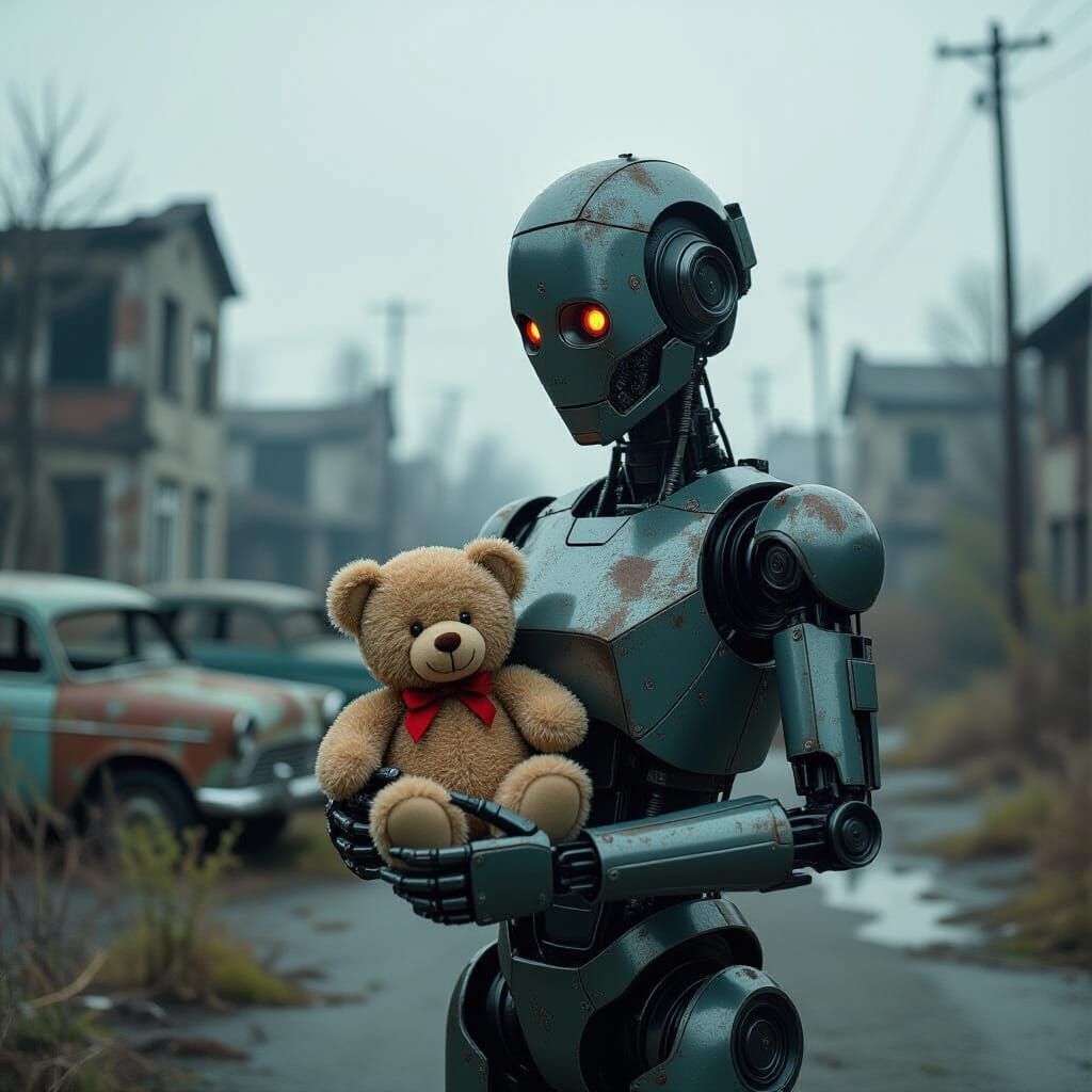 Endearing Robot in Post-Apocalyptic Landscape