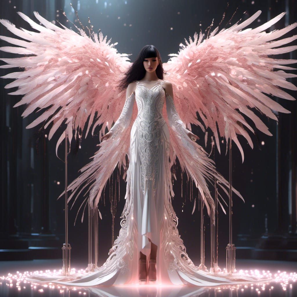 Hyperrealistic Lalisa Manobal with Angel Wings