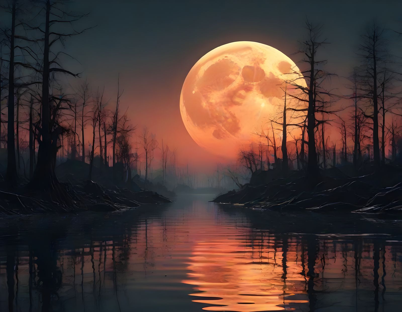 Surreal Futuristic Metropolis Under Glowing Blue Light at Tw...