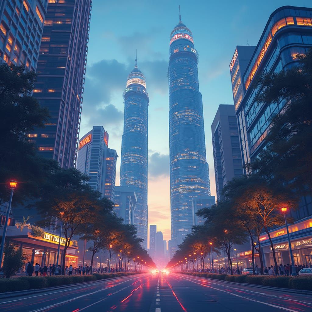 Futuristic Jakarta 2050: A Vibrant Cityscape Illustration