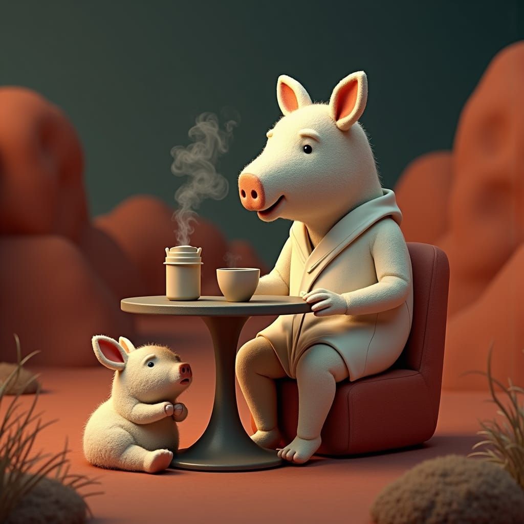 Capybara Astronaut Sipping Coffee on Mars