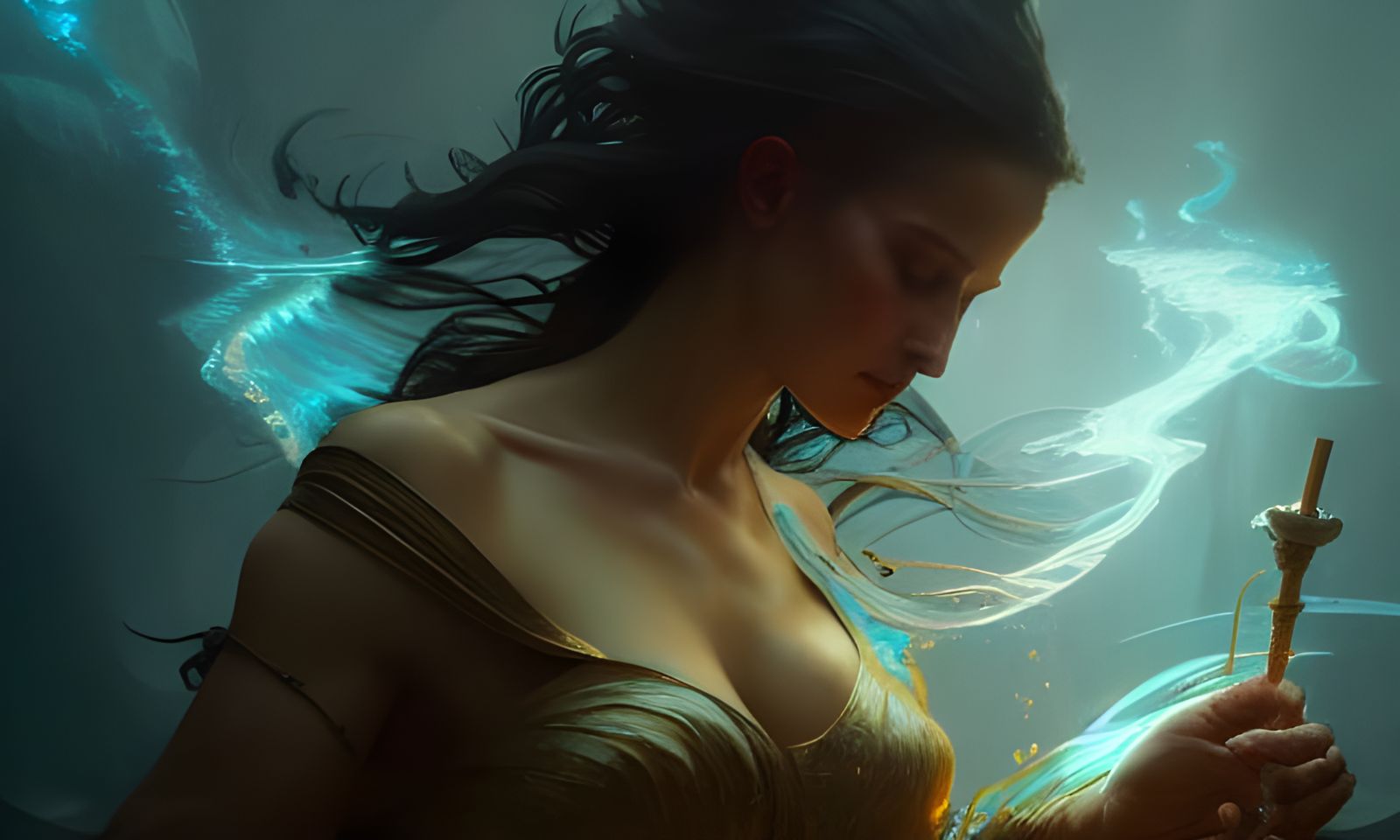 Water Sorcerer in Dark Fantasy Style