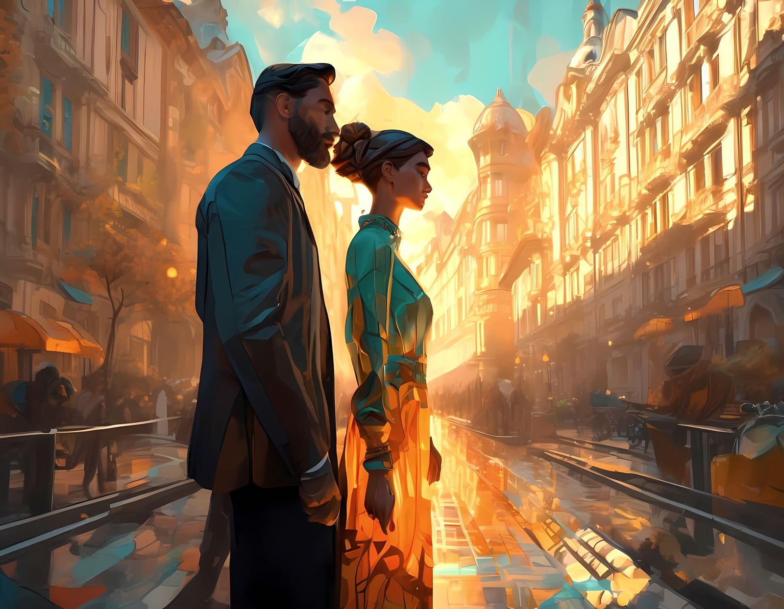 Ethereal Time Travelers in Vibrant Hues