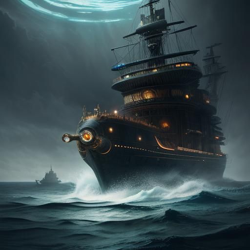 Epic Nautilus Submarine Digital Matte Painting