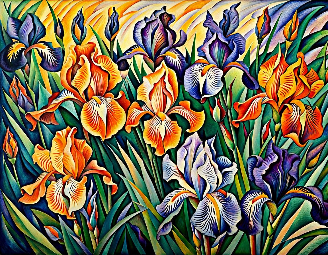 Irises as a Futurist Painting