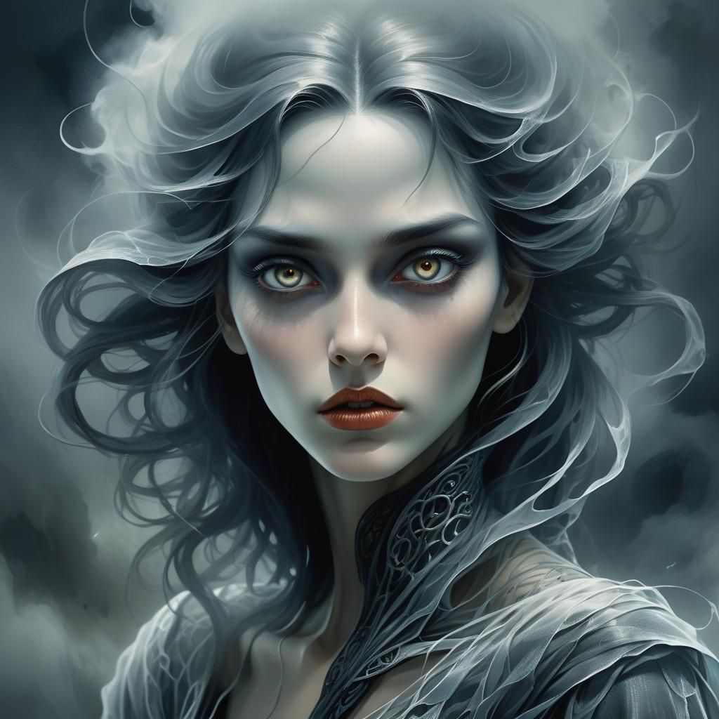 Ethereal Siren in Dark, Atmospheric Mystique