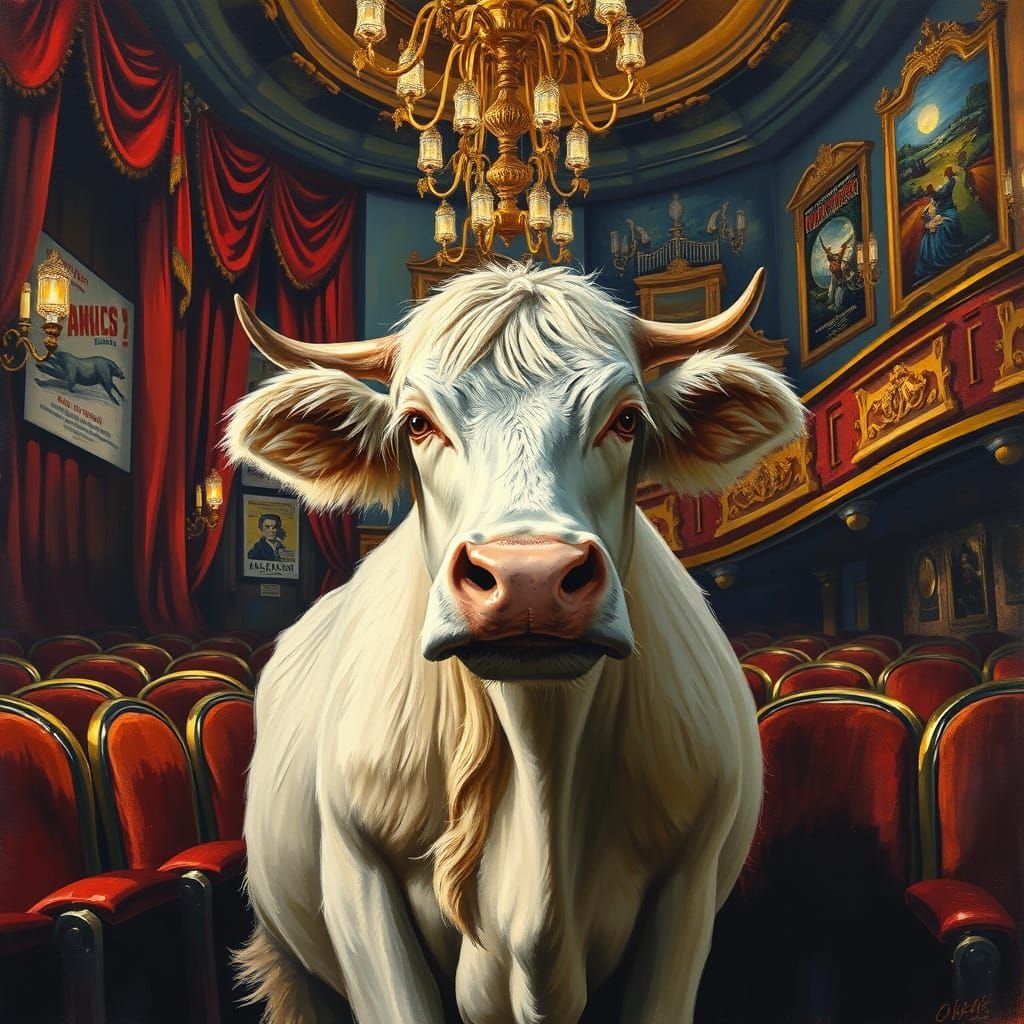 Cow in Vintage Cinema
