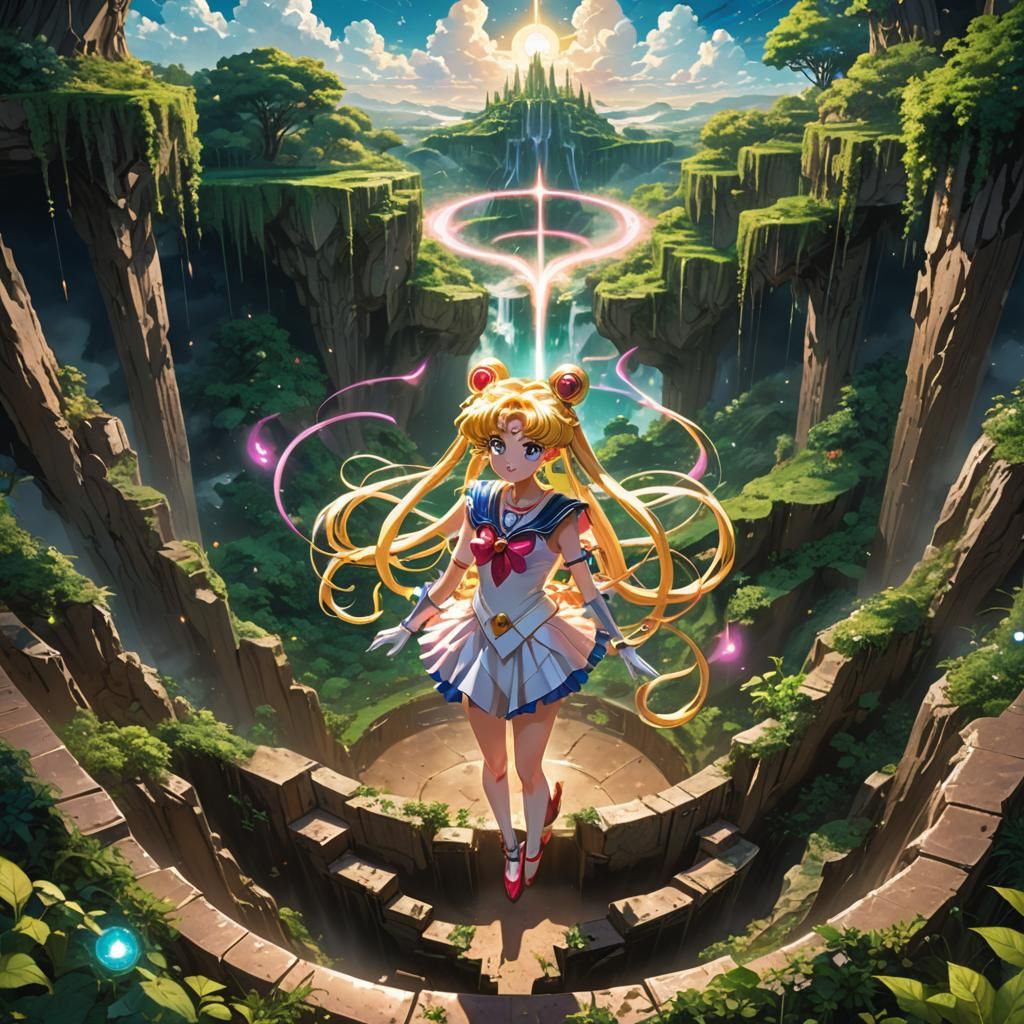 Magical Girl and the Pit Trap in Anime Style