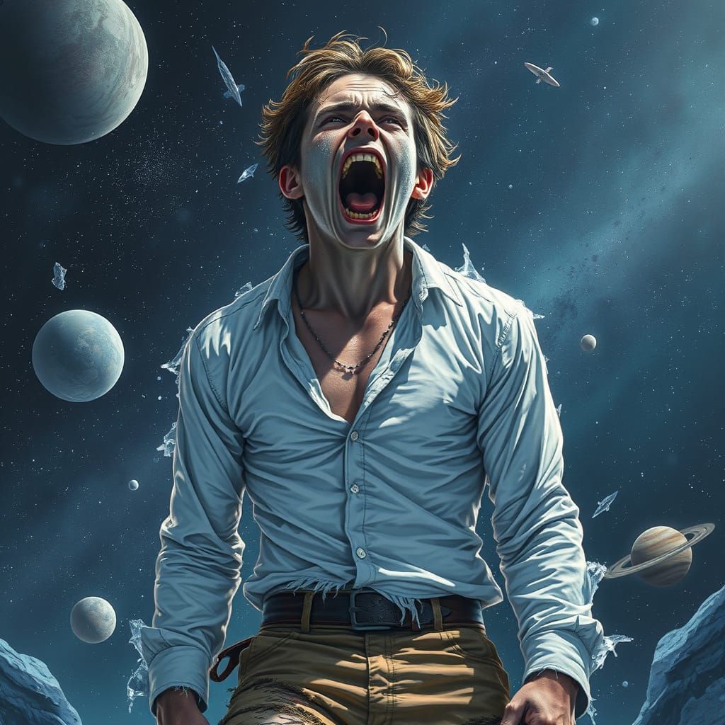 Frozen Spaceman's Eternal Scream: Hyperrealistic Art