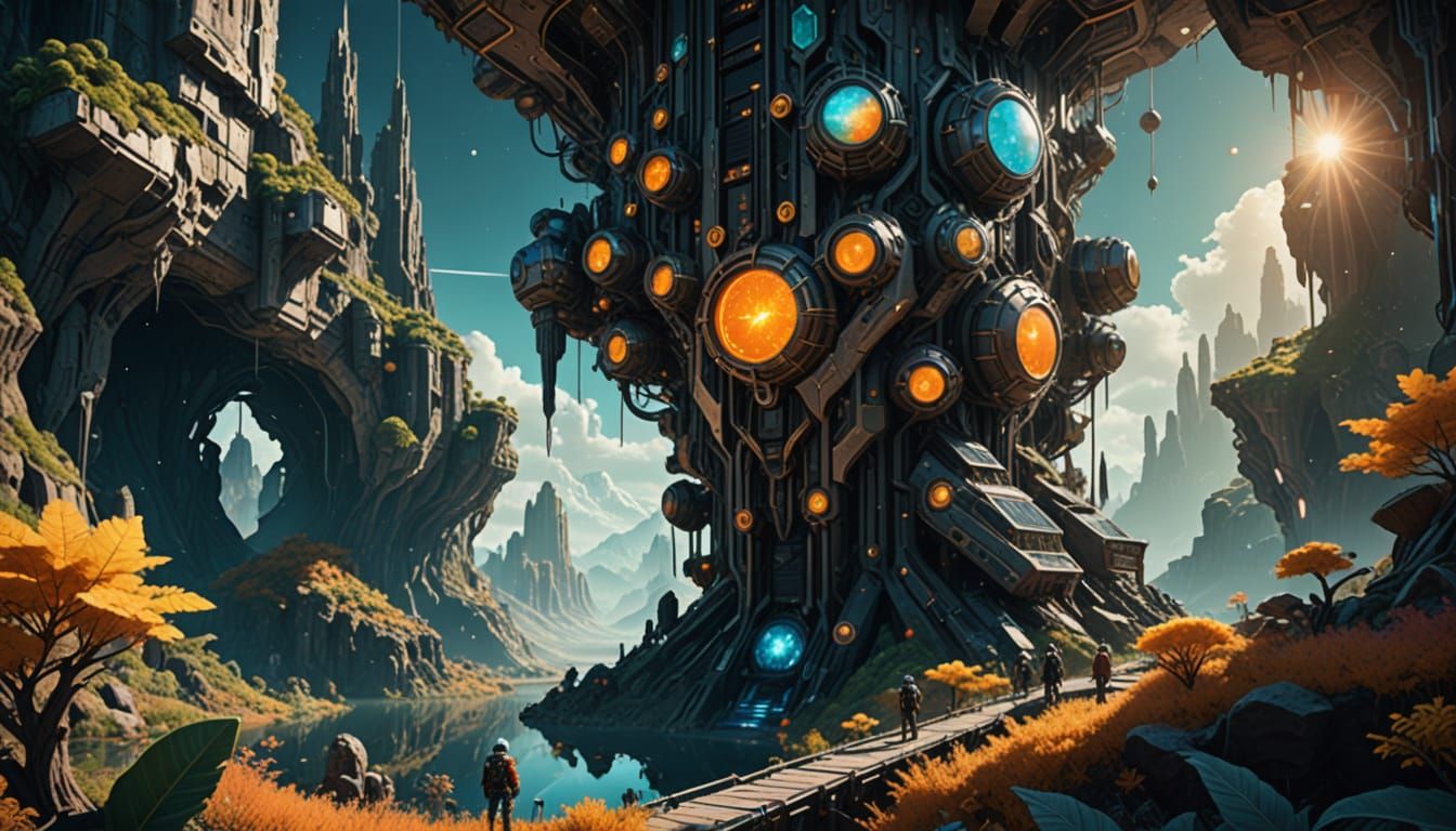 Solarpunk Astronaut Discovers Glowing Fractal World