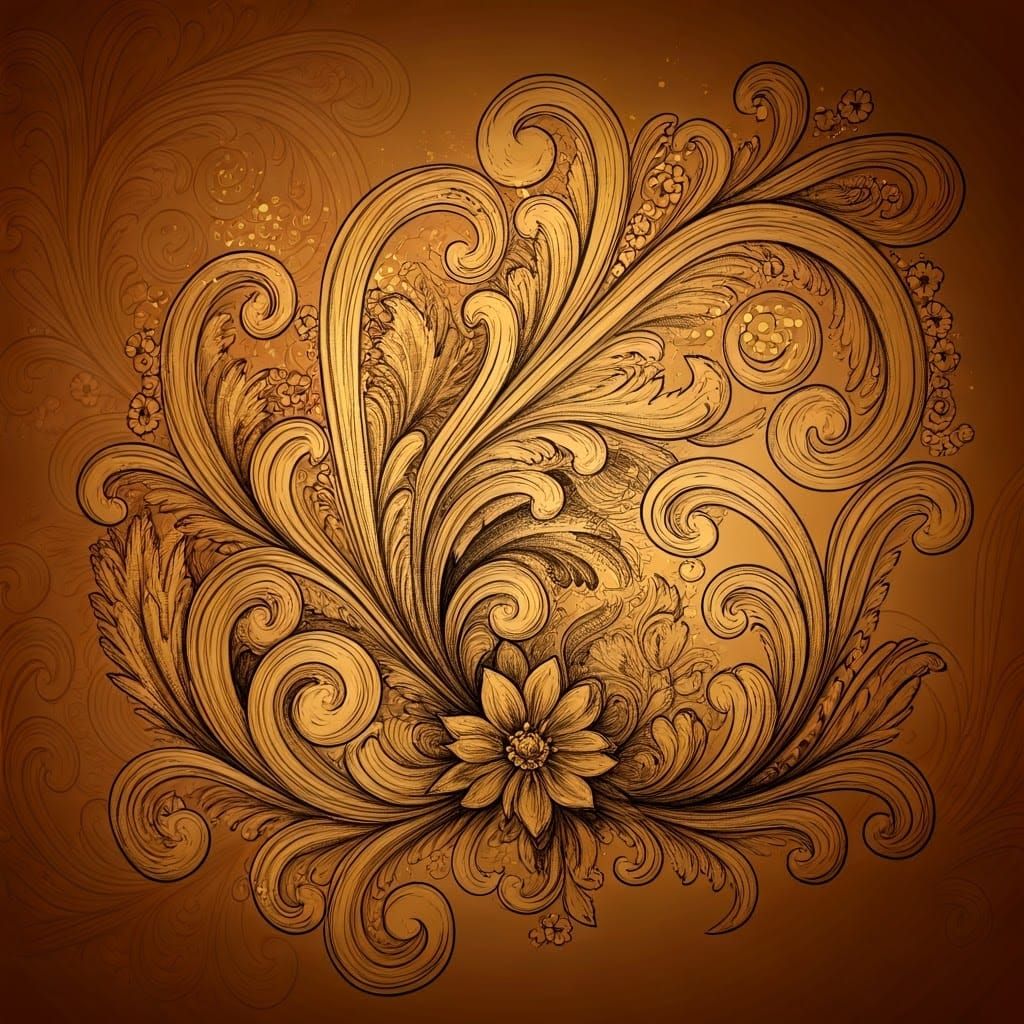 Harmonious Intricate Flourishes with Gold Splashes