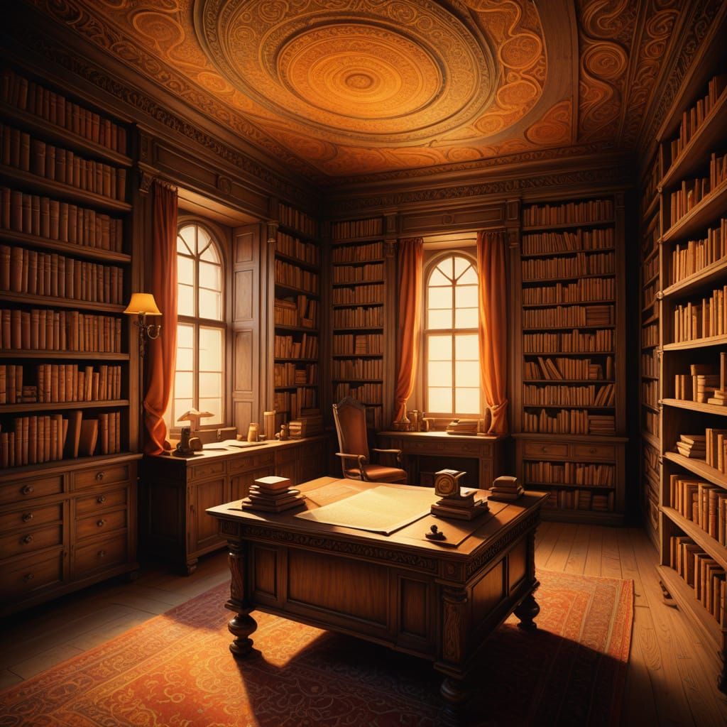 Medieval Scroll Scriptorium in Rothko-esque Surrealism