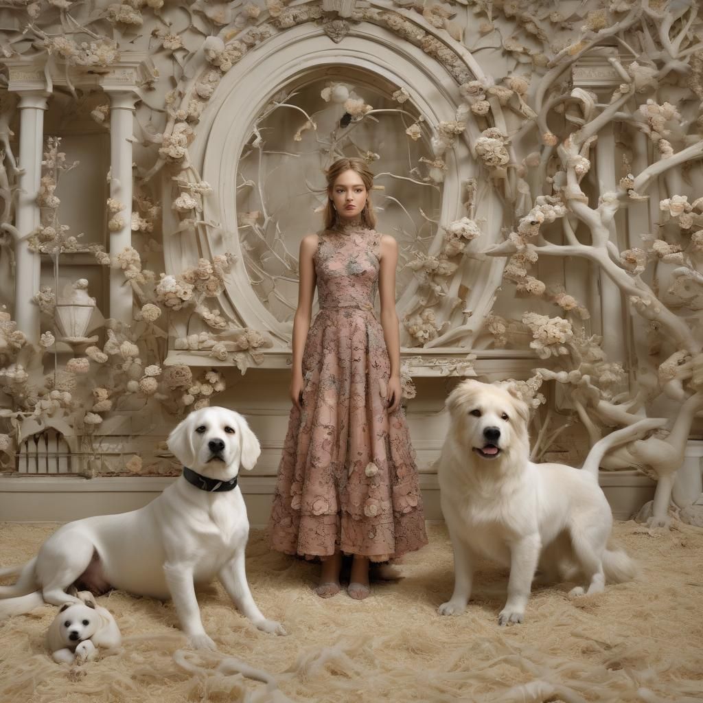 Dior Model in Whimsical Zoo: Hyperrealistic Digital Art