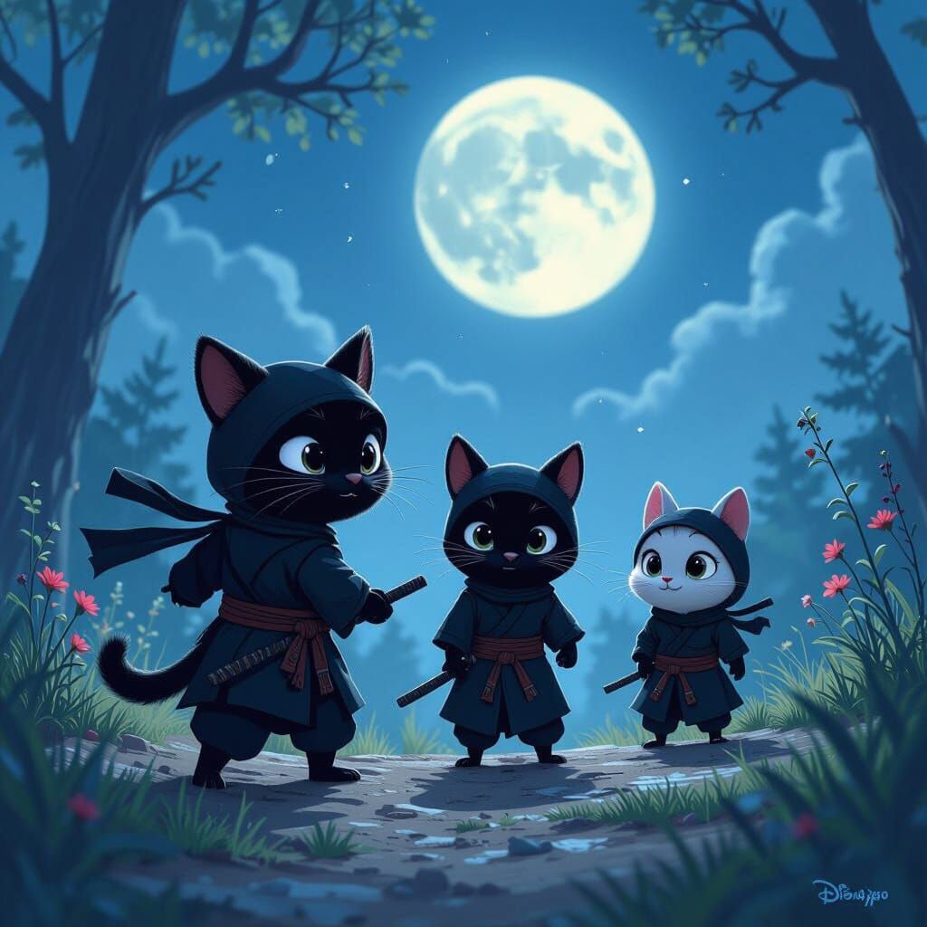 Ninja Animals in Disney Pixar Style