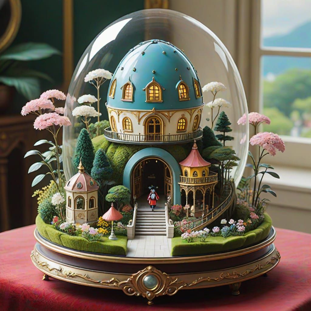 Miniature Amusement Park Inside Fabergé Egg, Art Nouveau