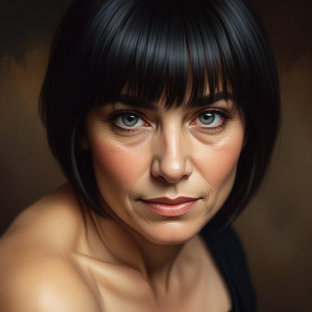 A Contemptuous Glance: A Photorealistic Portrait of a Mature...