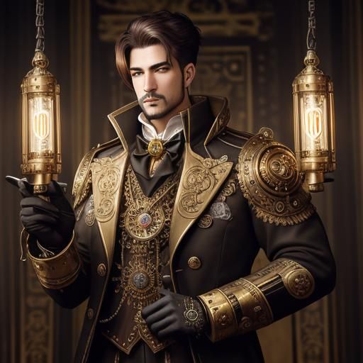 Clockpunk German Shepherd Warrior in Ornate Room